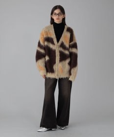 WEGO 【ユニセックス着用ITEM/MLサイズ展開】モヘアタッチパターンカーディガン