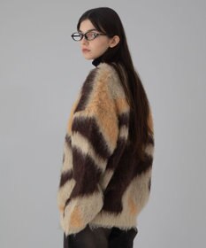 WEGO 【ユニセックス着用ITEM/MLサイズ展開】モヘアタッチパターンカーディガン