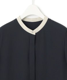 ICB 【接触冷感・UVケア・速乾・洗える】BackSatinAmunzen バンドカラーチュニックブラウス