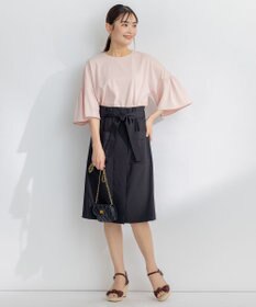 組曲 【汗ジミ防止・撥水】GIZAプレーティング天竺 袖フレア Tシャツ