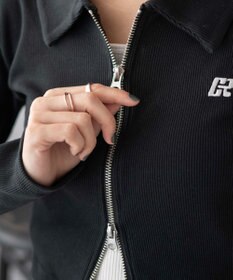 WEGO ワンポイント刺繍WZIP長袖トップス