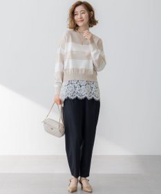 23区 L 【洗える】コットンポリエステルストレッチ ショート ニット