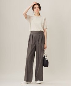 自由区 【セットアップ対応・洗える】リネンビスコースストレッチワイド パンツ