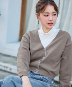 Tiaclasse 【洗える】オーガンジーラインカーディガン