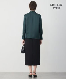 ICB 【WEB限定】 ドレープサテン ボウタイブラウス