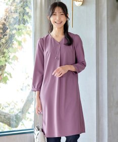 Tiaclasse 【洗える】バックギャザーハートネックAラインワンピース