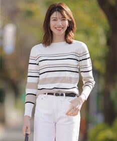 J.PRESS LADIES 【洗える】Rayon Stretch Border ニット