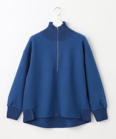 J.PRESS LADIES L ニードルパンチ ハーフジップ カットソー