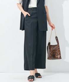 自由区 【接触冷感・速乾・UVカット・撥水・防シワ】リネンライクツイル ワイドストレート