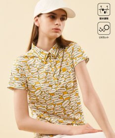 23区GOLF 【WOMEN】【吸水速乾/UVカット】YELL総柄プリントポロシャツ