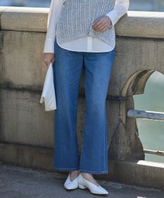 ICB ライトストレッチデニム ストレートパンツ ブルーデニム