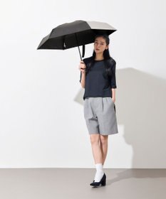 +RING UNISEX プラスリング 晴雨兼用 簡単開閉式折傘  BLK×GRY T1338