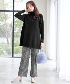 Tiaclasse ラメツイードワイドストレートパンツ