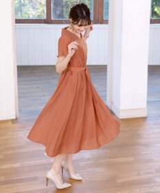 Tiaclasse 【洗える】大人上品なシアータックワンピース