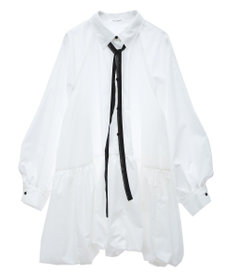 Green Parks ボウタイリボン付裾バルーンシャツワンピースⅡ