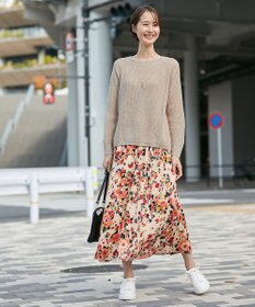 自由区 L 【洗える】ERICA楊柳プリント ギャザースカート