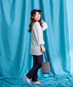 Tiaclasse L 【新色追加・洗える】シアーチェック柄ニットチュニック