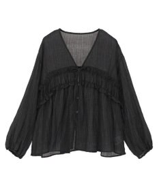 Green Parks Ｖネックフリルシアープリーツブラウス