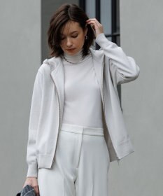 ICB 【洗える】ソフトカシミヤミックス ジップアップ ニットパーカー トープ系