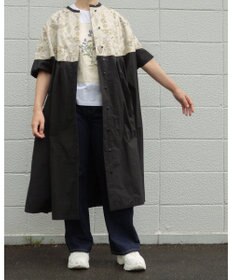 muuc 筆記帳刺繍ヨーク切り替えワンピース〈国産・muucオリジナル総柄刺繍〉〈オーガニック綿〉〈前開き・羽織にも〉〈3シーズン春夏秋〉