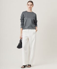 ICB L 【洗える】サテンボンディング クルーネックプルオーバー