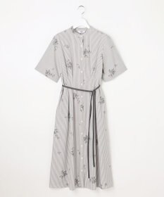 J.PRESS LADIES 【一枚で着映え】ストライプ×フラワープリント ワンピース