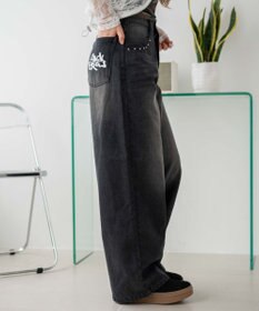 WEGO 【SMサイズ展開】ロゴデニムバギーパンツ