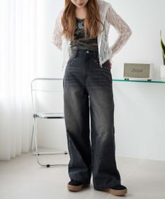 WEGO 【SMサイズ展開】ロゴデニムバギーパンツ