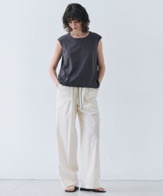 BEIGE， 【洗える】IXIA / コットンノースリーブドロストトップス