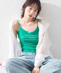 earth music&ecology メッセージプリントカップ付きキャミソール