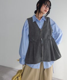 Green Parks デニムペプラムジレ