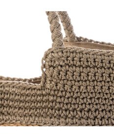 UNBILLION カシュカシュ cachecache / 切り替え柄編みミニトート カゴバッグ