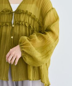 Green Parks Ｖネックフリルシアープリーツブラウス