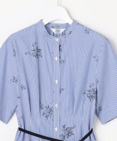 J.PRESS LADIES 【一枚で着映え】ストライプ×フラワープリント ワンピース