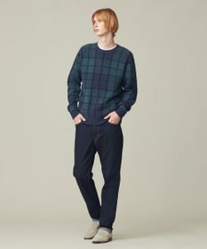 J.PRESS MEN ブークレジャガード ブラックウォッチクルー ニット