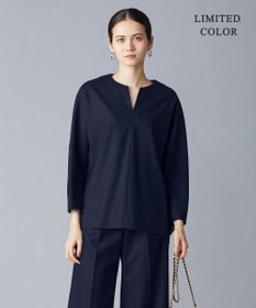 ICB 【洗える・WEB限定カラーあり】 ウールミルドサキソニー キーネックブラウス