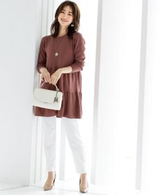 Tiaclasse L 【洗える】大人華やぐ2段ティアードニットチュニック