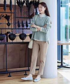 Tiaclasse L 【洗える】アラン柄キーネックニットトップス