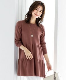 Tiaclasse L 【洗える】大人華やぐ2段ティアードニットチュニック