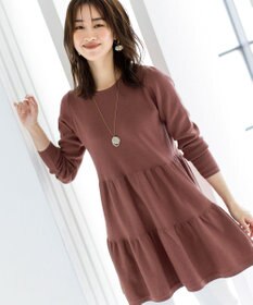 Tiaclasse L 【洗える】大人華やぐ2段ティアードニットチュニック