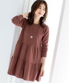 Tiaclasse L 【洗える】大人華やぐ2段ティアードニットチュニック