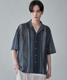 WEGO ストライプメッシュBIGシャツ（SS）