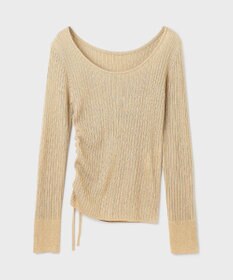 GRACE CONTINENTAL ラメリブクルーネックトップ