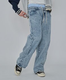 WEGO 【ユニセックス着用ITEM/MLサイズ展開/ウエストゴム】ボクサードッキングデニムパンツ