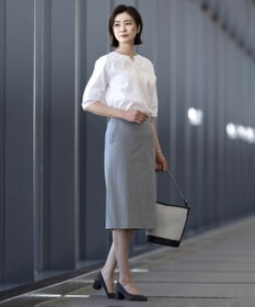 J.PRESS LADIES L 【WEB限定・洗える】セルロースカラミストライプ キーネック ブラウス
