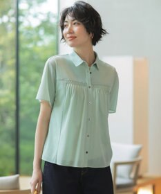 J.PRESS LADIES シアードライトリコット シャツライク カットソー ソフトグリーン系