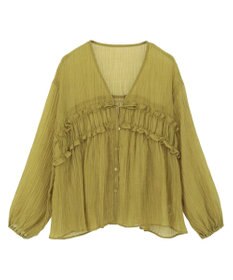Green Parks Ｖネックフリルシアープリーツブラウス