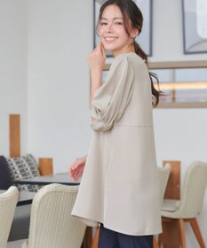 Tiaclasse L 【洗える】パフスリーブ切替フレアチュニック