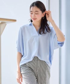 ANY 【新色追加】スキッパーネック袖タックブラウス