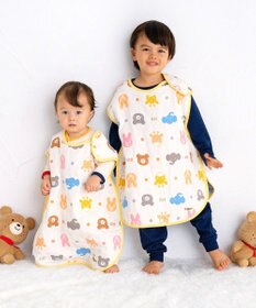 MIKI HOUSE HOT BISCUITS 六重織 どうぶつ柄 ガーゼスリーパー